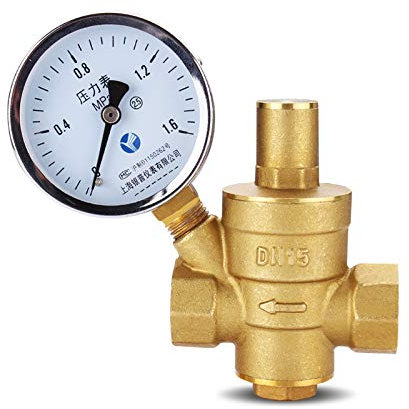 Druckminderer Wasser G 1/2 3/4 1 2 Messing Wasserdruckminderer-Halteventil DN15/DN20/DN25/DN32 Regler Einstellbares Überdruckventil Manometer (Color : Without Gauge, Size : DN20)