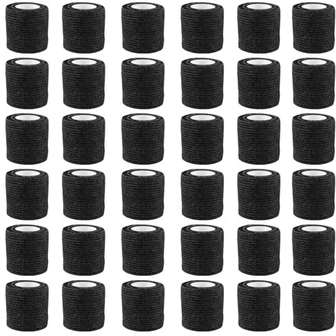 JMIATRY 36 Rollen Schwarzes Selbstklebender Verband, Selbsthaftende Bandage 5cm x 4,5m, Fixierbinde Selbsthaftend, Elastische Binde Bandage Haftbandage Verband