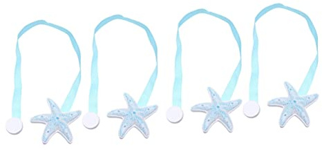 Cabilock 4 Piezas Alzapaños para Cortinas del océano Ganchos magnéticos Cortinas de Ventana drapeado alzapaños Cuerda de Cortina Ata para Arriba Hebilla de Cortina Decorar Corbata