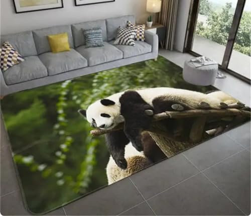 KIESEY Panda Print Bambus Teppich Wohnzimmer Schlafzimmer Türmatte Küche Eingang Dekoration rutschfeste Fußmatte 80x150cm