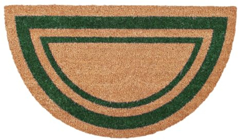 SaRani Zerbino Cocco Tappeto da Ingresso in Fibra Naturale Fondo Antiscivolo di Gomma Naturale, per uso Interno ed Esterno (Verde, Mezzaluna 40x70 cm)