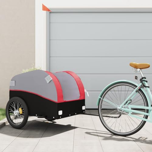 ShGaxin Lastenanhänger für Fahrrad Schwarz und Rot 45 kg Eisen, Fahrradanhänger, Lastenanhänger Fahrrad, Anhänger Fahrrad, Lastenanhänger Für Transport - 94132