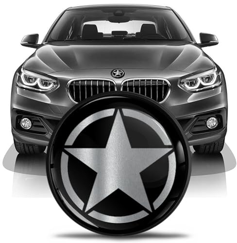 SkinoEu Tuning Emblem für Fronthaube und Kofferraum 82mm Kompatibel mit BMW Emblem 51147057794 EN (Schwarz Silber Stern EN 32)