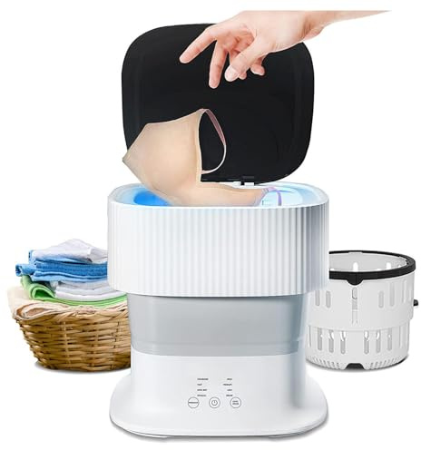 Machine à Laver Portable Pliante avec Lumière Bleue Et Conception D'ions D'argent ， 9L Mini Lave Linge Portable pour Sous-VêTements,Chaussettes,Voyage