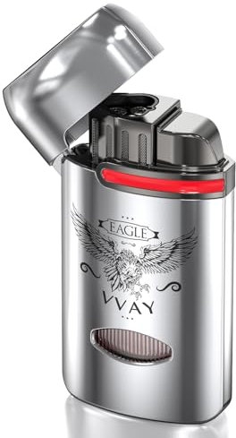 VVAY Mechero Jet Flame de Gas Recargable, 3 Llama, Patrón de águila - Sin Gas Incluido