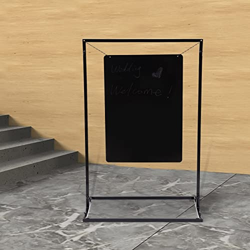 OMGGYER Stand Schilderständer Dekoration Metall Infoständer Plakatständer Werbeständer Schwarz Posterständer mit Sockel für Hochzeit, Geschäftsfeiern, Party und Themenveranstaltungen, 110x75cm