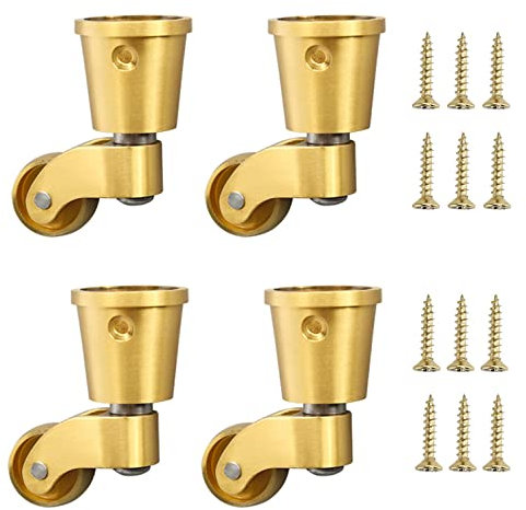 Möbelrollen 4 Stück Universal-Möbelrollen aus massivem Messing, antike, polierte Messingrollen im Cup-Stil, Lenkrollen, 360 ° drehbar, for Möbel, Sofa, Sessel, Couchtisch