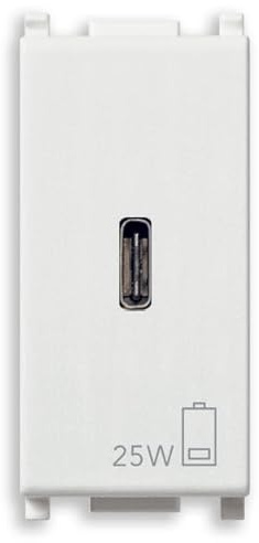 Vimar 14292.C.25 Plana Alimentatore USB da 25 W per dispositivi elettronici, uscita USB C, tecnologia Power Delivery