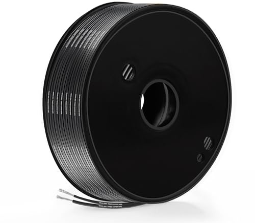 THUN-CT UL2468 18AWG 0,8mm² Cavo Piatto PVC Nero, 2 Fili, 30m | Rame stagnato multifilo, cavo piatto UL2468 nero. Per LED, elettronica e cablaggi 12V/24V.