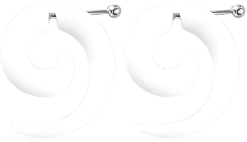 Decentraland 1 Paar 5 mm(4 G) Weiß Acryl Dehnspirale Plugs Fake Tunnel Kegel Ohrringe Ohrstöpsel Dehnstab Piercing Spirale Ohrstecker Körperschmuck Ohr Expander Frauen Damen Herren