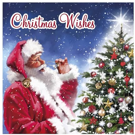 Eurowrap Assorted Christmas Cards Xmas Traditional Santa, 2 Designs Merry Christmas and Christmas Wishes - Pack of 12