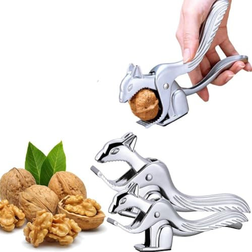 Bduttlefish Strumento schiaccianoci a forma di scoiattolo, clip in noce pecan, a forma di scoiattolo, clip portatile a forma di noce, multifunzione, in lega di zinco, per mandorle e noci del Brasile