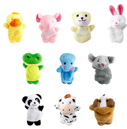 Bojueshaw 10pcs Animal Finger Puppets,Cute Mini Plush Doll,Nursery Rhyme Puppets,Cute Finger Doll Props Figures Novelty Toys Gift for Kids Baby