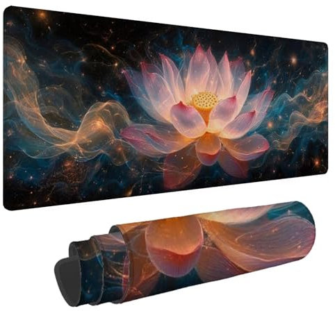 Tapis de Souris Couleur Tapis de Souris XXL Lotus 1500x800x4mm Tapis Souris Gamer, sous Main Bureau Ordinateur Portable, Mouse Pad Bords Cousus Caoutchouc Antidérapante, pour Souris et Clavier A-176