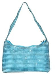 YETONADO DCNIYT Modische Abendtasche mit glänzendem Strass, tragbar, mit Reißverschluss, geeignet für Hochzeiten, Partys und Versammlungen, hellblau, Einheitsgröße