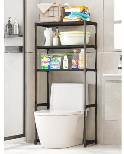 GarveeMore Meuble de Rangement au-Dessus des Toilettes, Etagere WC Meuble Salle de Bain à 3 Niveaux, Petit Toilettes Meuble WC Rangement Gain de Place, Montage Facile, 50.5 x 30 x 134 cm, Blanc