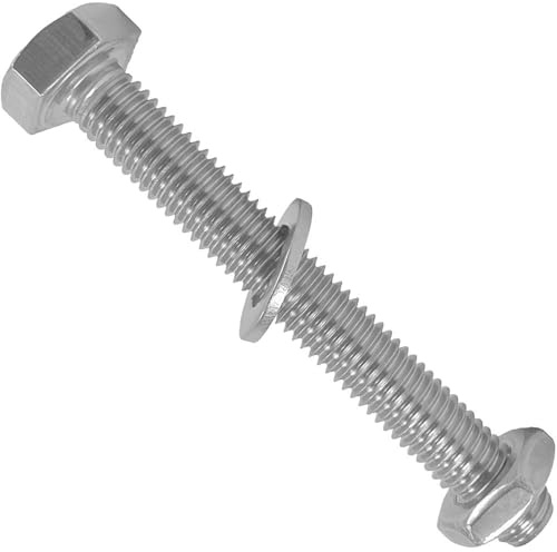 5 Stück Sechskantschrauben M4x16 mit Unterlegscheiben und Sechskantmuttern niedrige Form Edelstahl A2 WIBTEC®