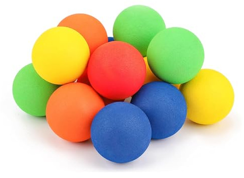 LandReCol 12 STÜCK leichte 6cm Schaumstoffball, Softbälle – Kleine Softball-Kugeln für sicheren Indoor-Spielspaß mit Hellen Farben Jungen und Mädchen