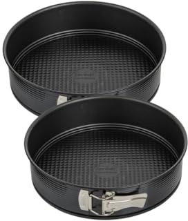 Zenker 9338050 Lot de 2 moules à manqué à charnière 26 cm, moule à manqué, moule à gâteau, Acier, Noir, 26 x 26 x 6,5 cm