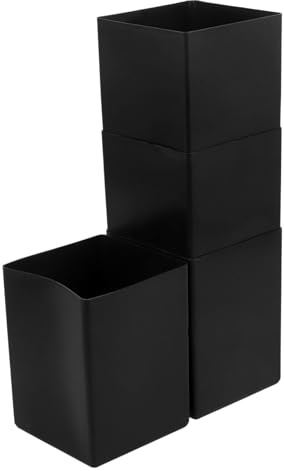 DECORNIJIA Set de 4 Tazas para Cepillo de Baño Cuadradas de Plástico Negro, Soporte Portátil y Fácil Mantenimiento para Hoteles y Limpieza Doméstica