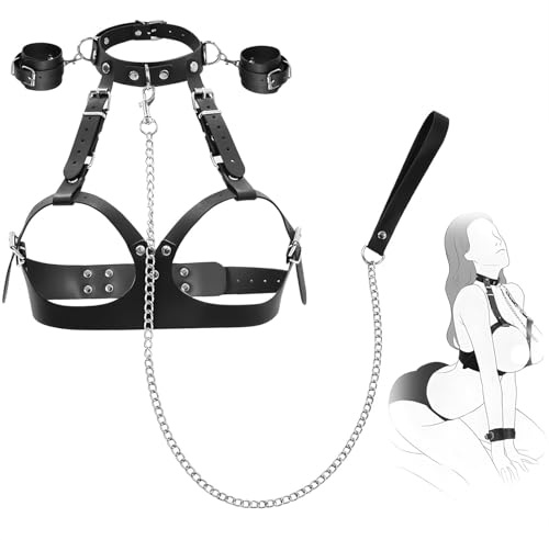 Juguetes sexuales BDSM Bondage para parejas, juego de esposas sexuales Bondage para el pecho, arnés para el pecho con copas de la A a la D
