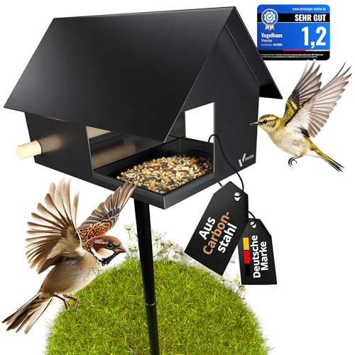 Vivertas Vogelhaus – Für Naturfreunde mit Garten – Vogelhaus mit Ständer [Wetterfest, Langlebig & Hygienisch] – Vogelfutterhaus, Vogelhäuschen XXL | Futterspender & Vogeltränke für Vögel