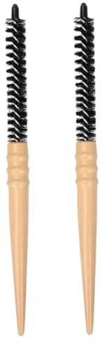 ULTECHNOVO 2pcs Roll Hairbrush Hair Brush for Curly Hair Anti-static Hairbrush with Wooden Handle Nylon Bristles Khaki Color for Wet Or Dry Use