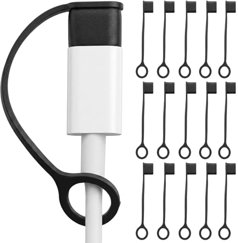 Ymapinc USB C Cover, 16Pcs USB C Dust Port Covers Protector Cap with Tethered, Type C Cover Cap Charger Protector with High Toughness Snug Fit to Prevent Dust/Oxidation for Charging Ports (Black)