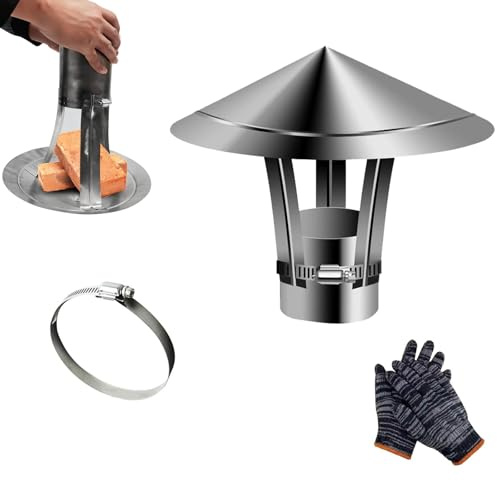 Terminale canna fumaria comignolo antipioggia Cappuccio Camino In Acciaio Inox fumi stufa a pellet legna copertura Tappo di Sfiato per Tetto 50/60/70/90/100/120/180mm(140 mm/5.51 in)