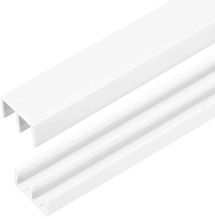 sourcing map 4Set Plastic Sliding Door Track, 1.31Ft Sliding Glass Cabinet Window Track Hardware Set for 1/4 Thick Panels, for Small Bypassing Closet Door, White