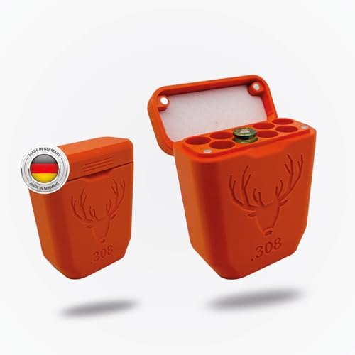 Patronenetui mit Gürtelclip für 9 Patronen, Robuste, widerstandsfähige Munitionsbox mit Magnetverschluss und Gummieinlage für Geräuscharmen Transport, ideal für Jagd & Schießstand