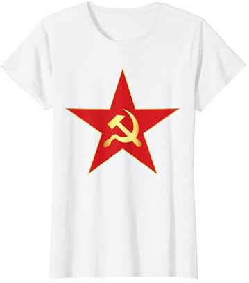 Roter Stern mit Hammer und Sichel T-Shirt, Damen, Weiß, XS