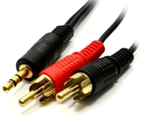World of Data 10m 3.5mm Jack to Twin (2x) RCA Cable -100% Copper Wire - Gold Plated - Left & Right Audio - Stereo - Male to Male