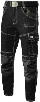 ART.MAS Arbeitshose Herren COLEMANN Jeans Stretch Arbeitsjeans mit Knietaschen, 11 Taschen & Reflexelementen – Robuste Berufshose aus Baumwolle