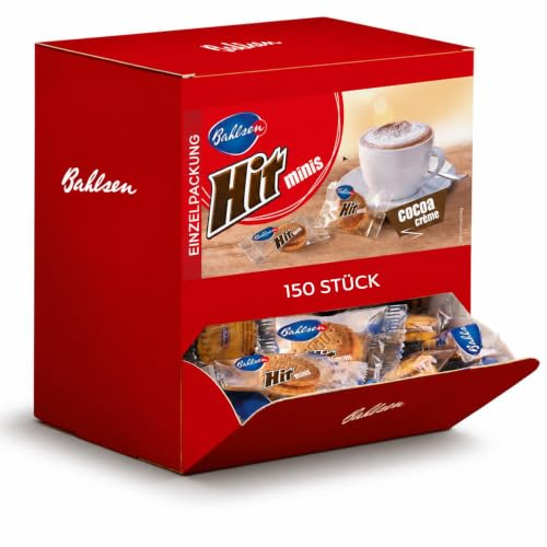 Bahlsen Hit Minis - Mini-Doppelkekse mit Kakaocreme, ca. 150 Stück | Einzeln verpackt im Thekenaufsteller – knusprige Mini-Doppelkekse mit zartschmelzender Kakaocreme, für Theke, Café & Büro