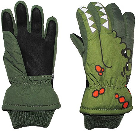 alles-meine.de GmbH Fingerhandschuhe mit Schaft/Strick Bündchen - Krokodil grün - Thermo gefüttert Thermohandschuh - Größe: 3 bis 4 Jahre - wasserdicht + atmungsaktiv Thins..