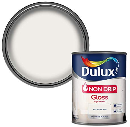 Dulux Non Drip Gloss Paint For Wood And Metal, Pure Brilliant White, 750 ml