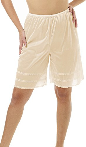 Underworks Snip-A-Length Pettipants Culotte Slip Bloomers Split Skirt Large-Beige