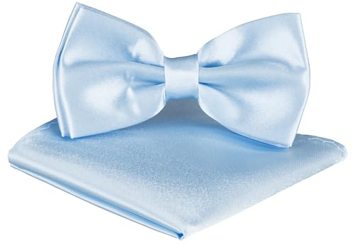 BomGuard Herren Fliege mit Einstecktuch – Hellblau