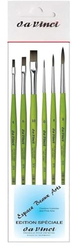 da Vinci 6 Synthetik Pinsel,3 pcs Série 373 rund,0,4,8 und Serie 374 Synthetikhaar-Flachpinsel,4, 6,10.