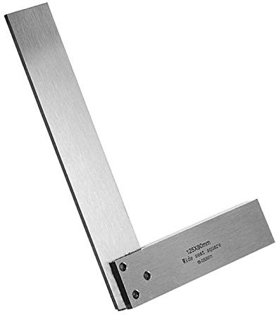 Ingenieurwinkel, 90-Grad-Ingenieur-Stahl-Geodreieck, Lineal zur Messung des rechten Winkels, inklusive Kunststoffhalterbox (125 x 80 mm)