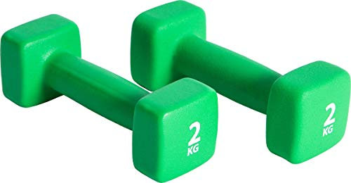 Pure2Improve Unisex-Adult Neopren-Hanteln, Grün, 2kg (2er-Set)