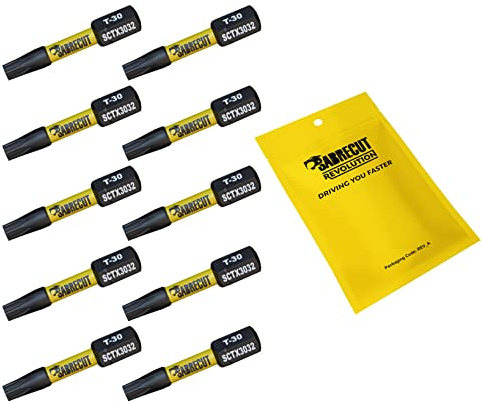 SabreCut 10pcs SCTX3032_10 32mm T30 TX30 Embouts vissage choc Robuste | Pointes forgées et acier de torsion traité thermiquement améliorent résistance aux chocs et durabilité