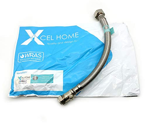 Xcel Home WRAS Approved 300mm 15mm Compression with Isolation Valve x 3/4 Flexible Pipe Connector Stainless Steel Braided