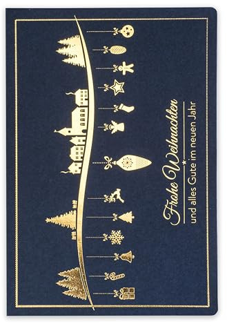 Art ACH001 Nuvo–EXKLUSIVE WEIHNACHTSKARTEN NR 6–SATZ VON 10GLEICHEKARTEN,120x170mm,VERGOLDETEUNDGEPRÄGTEWEIHNACHTSMOTIVE–HERGESTELLTAUSSCHMUCKPAPIERUNDBUNTEMPAPIERMITEINLAGENUNDUM