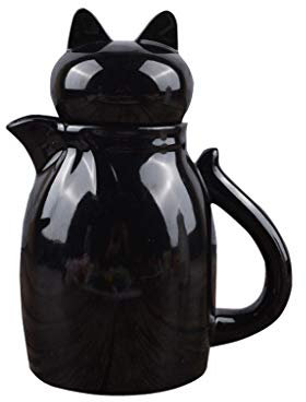 XXXXW Jarrita de Leche Blanca Creamer, de cerámica Jarra de Negro y, Olla con Tapa, Café Leche Copas Creamer, Pitcher (530 ml / 17,9 oz) Jarrita para la Leche/Salsera (Color : Black)