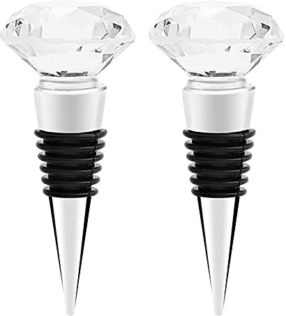 2 Packungen Dekorativ Kristall Wein Flaschenverschluss Wiederverwendbarer Weinstopfen Diamant Weinsparer mit Geschenkbox für Hochzeit, Bar, Weihnachtsfeier