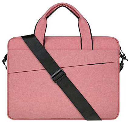 RAINYEAR Sacoche Housse pour Ordinateur Portable 15,6 Pouces, Imperméable Sac à Bandoulière Pochette de Protection Ordinateur Compatible 15,6 Chromebook Laptop Computer pour Homme Femme,Rose