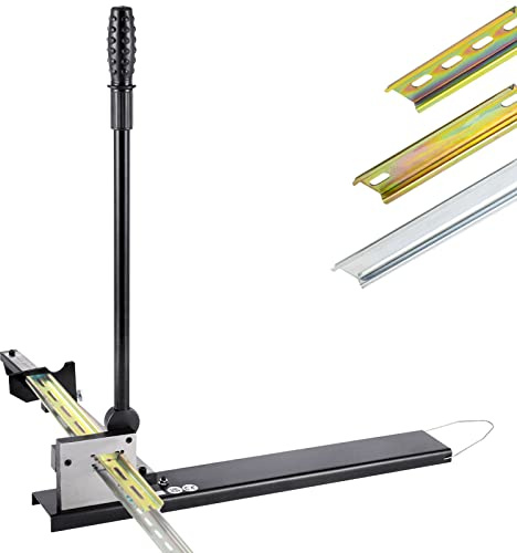 MXBAOHENG Tagliatrice a doppio foro per guida DIN con righello per taglio di ferrovia acciaio/alluminio (nero)
