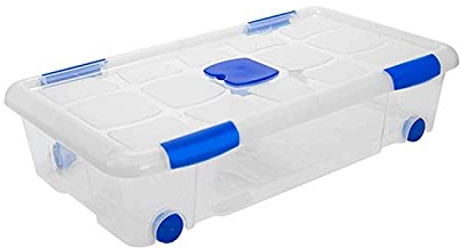 AC - Caja de ordenación de plástico Transparente N.º 11. Contenedor para almacenar Libros, Ropa, Mantas. Capacidad 30 litros. Dimensiones Aprox.: 73,2 x 41,2 x 17 cm